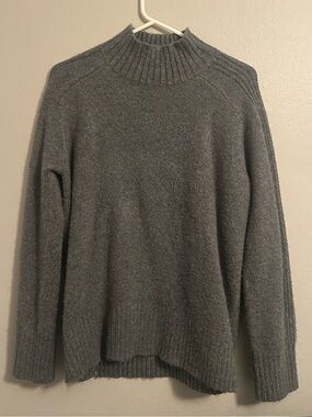LOFT Charcoal Ribbed Mock Neck Sweater